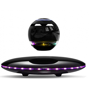 Magnetic Levitating Speaker Bluetooth 4.0 LED Flash Wireless Floating Speakers with Microphone and Touch Buttons (Black) 