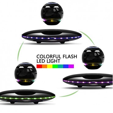 Magnetic Levitating Speaker Bluetooth 4.0 LED Flash Wireless Floating Speakers with Microphone and Touch Buttons (Black) 