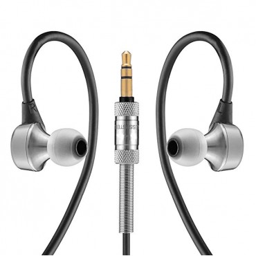 Hi-Res Stainless Steel Noise Isolating in-Ear Headphones with Ear Hooks 