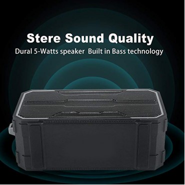 Portable Bluetooth V4.2 Wireless Speaker, HiFi 10W Driver IPX6 Waterproof Outdoor Stereo Speaker with Built-in Mic and AUX/SD Input for Home, Shower, Beach, Party, Travel (Black)