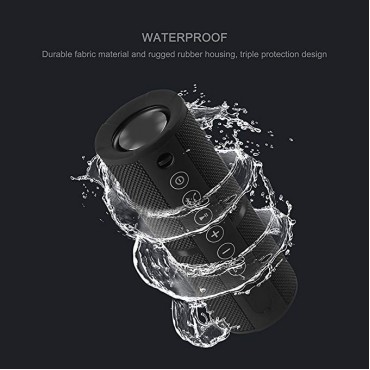 Bluetooth Speaker Portable Waterproof Outdoor Wireless Speakers Enhanced Bass, Sync Together, Built in Mic, TF Card, Auto Off, FM Radio for Beach, Shower & Home