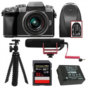 G7 Interchangeable Lens (DSLM) Camera w/ 14-42mm Lens (Silver) & Camera Mic & Accesory Bundle