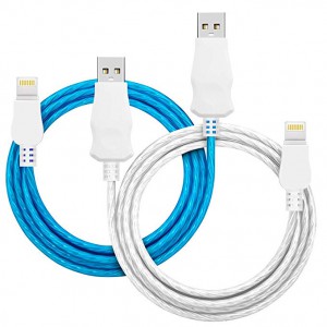  Charging Cable 2 Pack 3FT 3FT Charger with Visible Flowing LED Light Compatible iPhone X/8/8plus/7/7plus/6/6plus/6s/6s plus/5/5s/iPod/iPad Series (Blue/White)