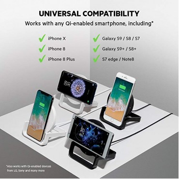  Boost Up Wireless Charging Stand 10W, Wireless Charger for Apple, Samsung, LG and Sony, White