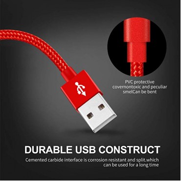 Phone Cable 3Pack 10FT Nylon Braided 8 Pin Charging & Syncing Cord Compatible with iPhone X iPhone 8 8 Plus 7 7 Plus 6s 6s Plus 6 6 Plus iPad iPod Nano - Red