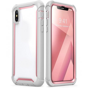 iPhone XS Max Case,   Full-Body Rugged Clear Bumper Case with Built-in Screen Protector for iPhone XS Max 6.5 Inch (2018 Release) (Pink)